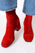 Frances | Square Toed Ankle Boot With Bold Heel