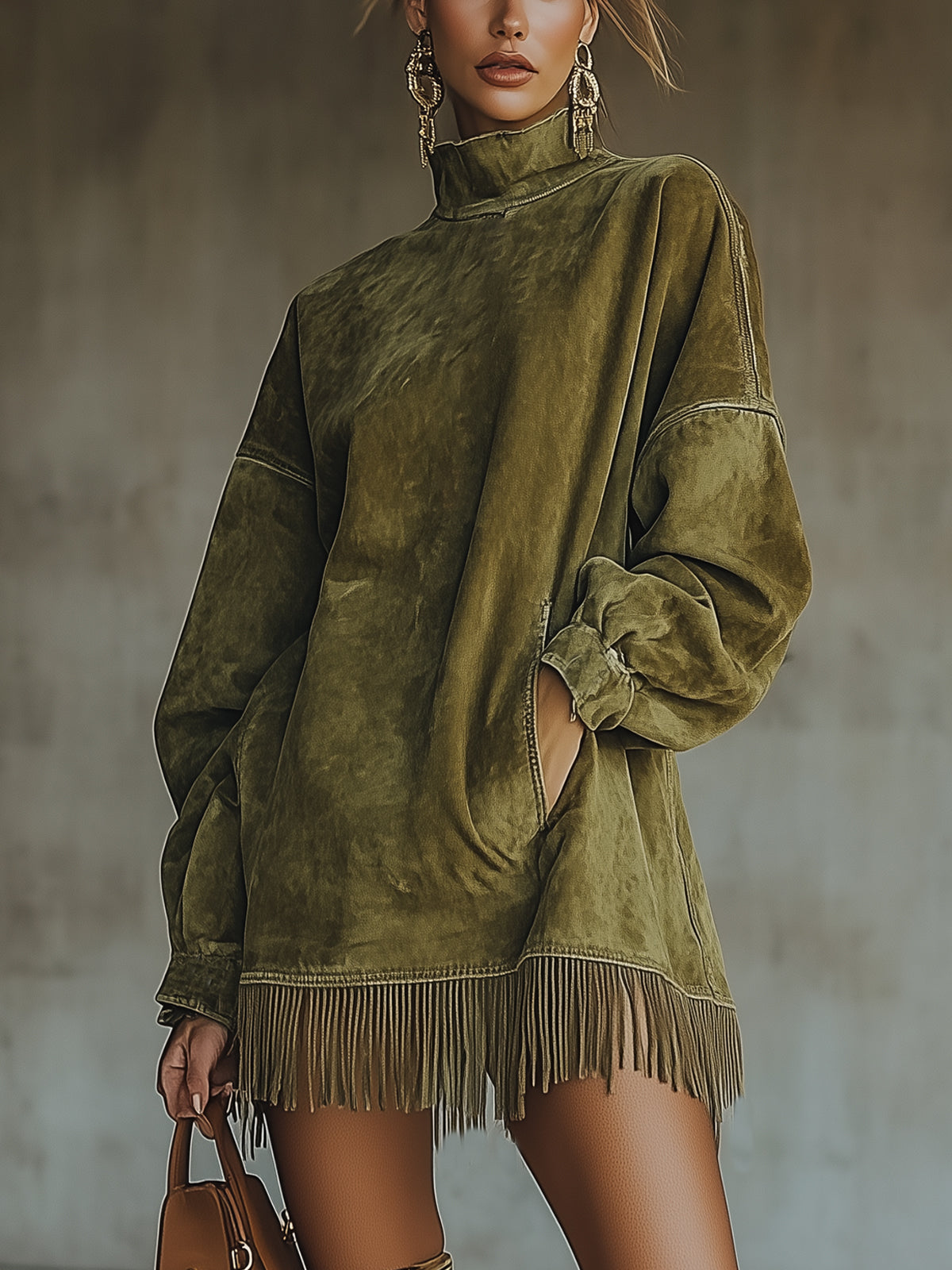 Olive - Turtleneck Dress