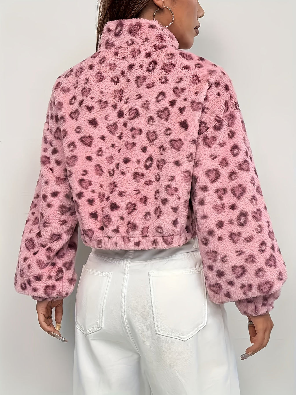 Zaria™ | Leopard Print Zip Fleece Sweatshirt