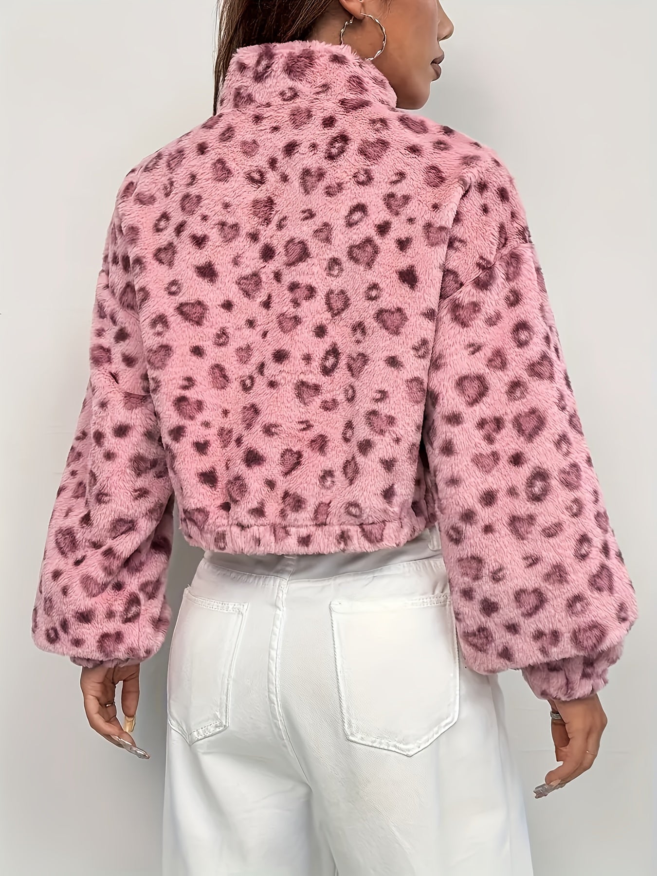 Zaria™ | Leopard Print Zip Fleece Sweatshirt