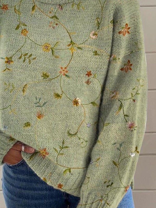 Irene | Floral pattern long-sleeve sweater