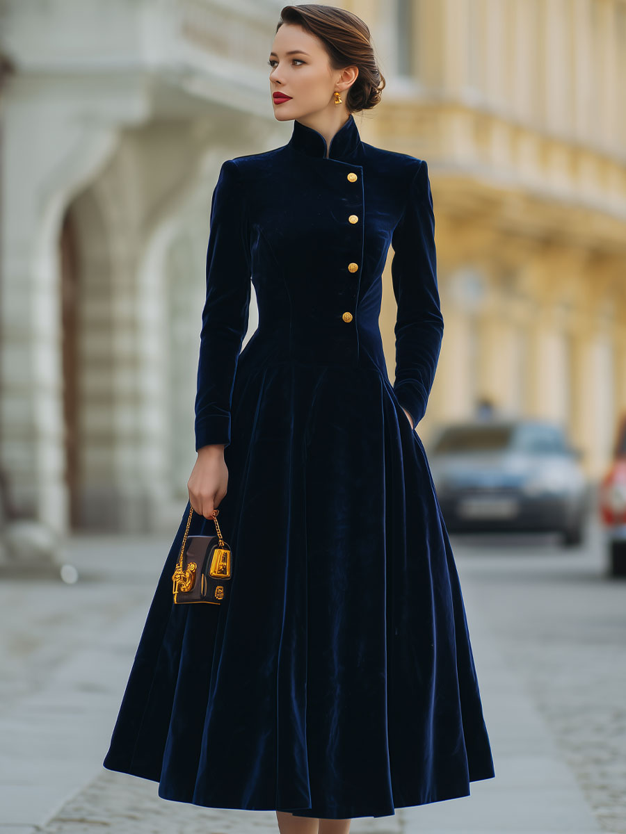 Natalia | A-Line Dress with Gold Accents