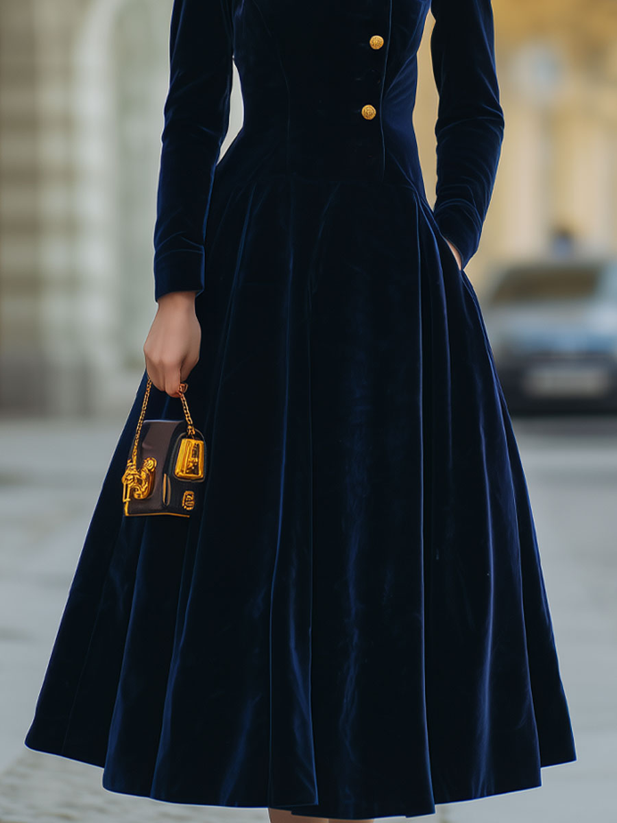 Natalia | A-Line Dress with Gold Accents
