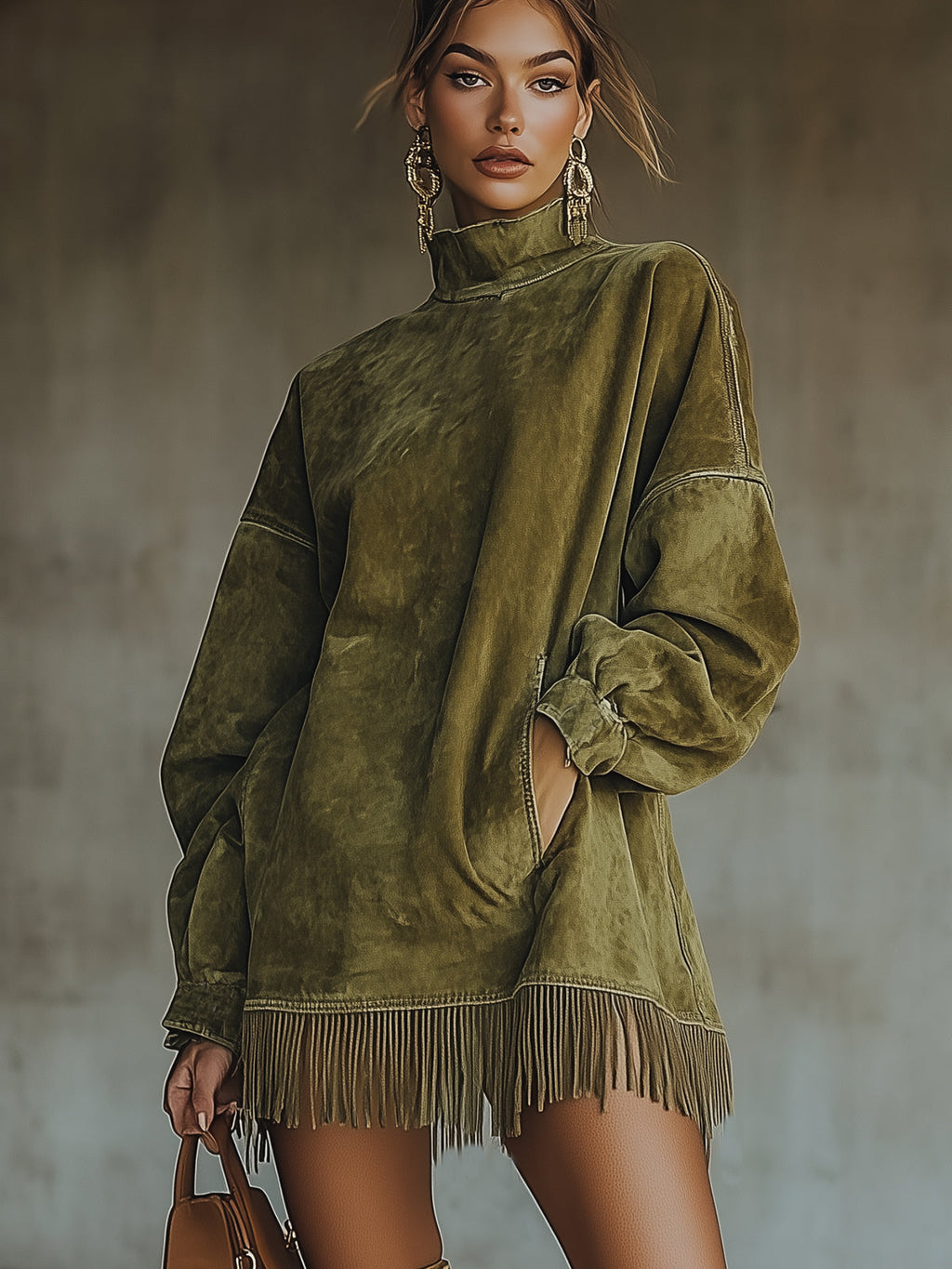 Olive - Turtleneck Dress