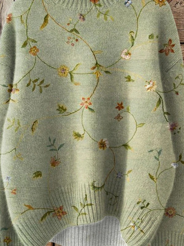 Bernice | Vintage crochet turtleneck with floral print