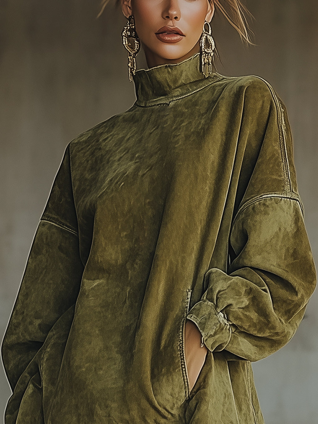 Olive - Turtleneck Dress