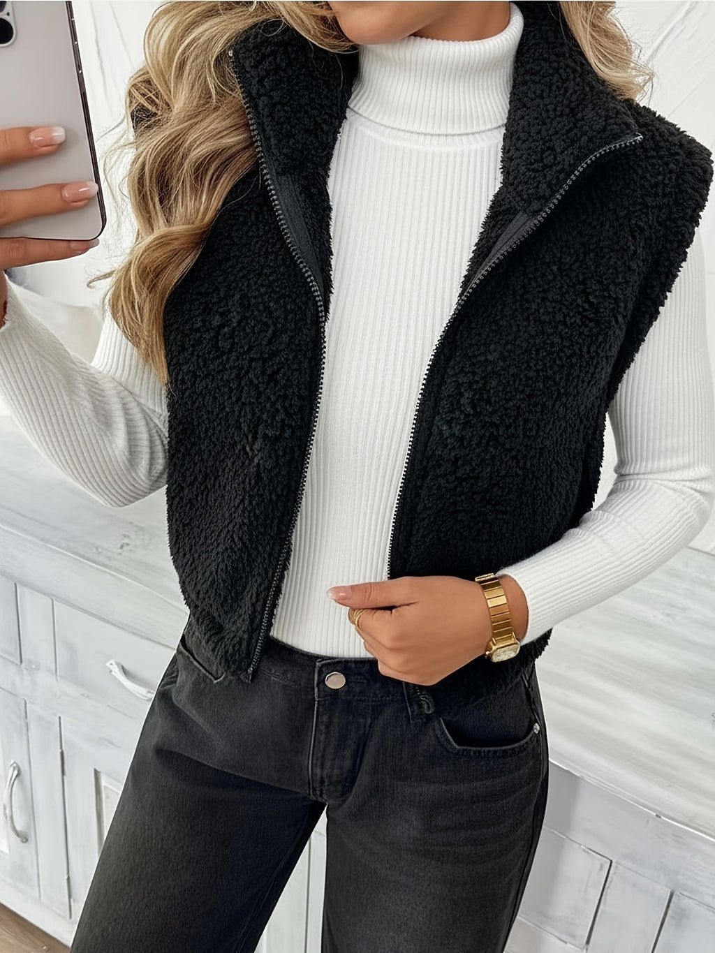 Delia™ | Sleeveless Teddy Fleece Vest