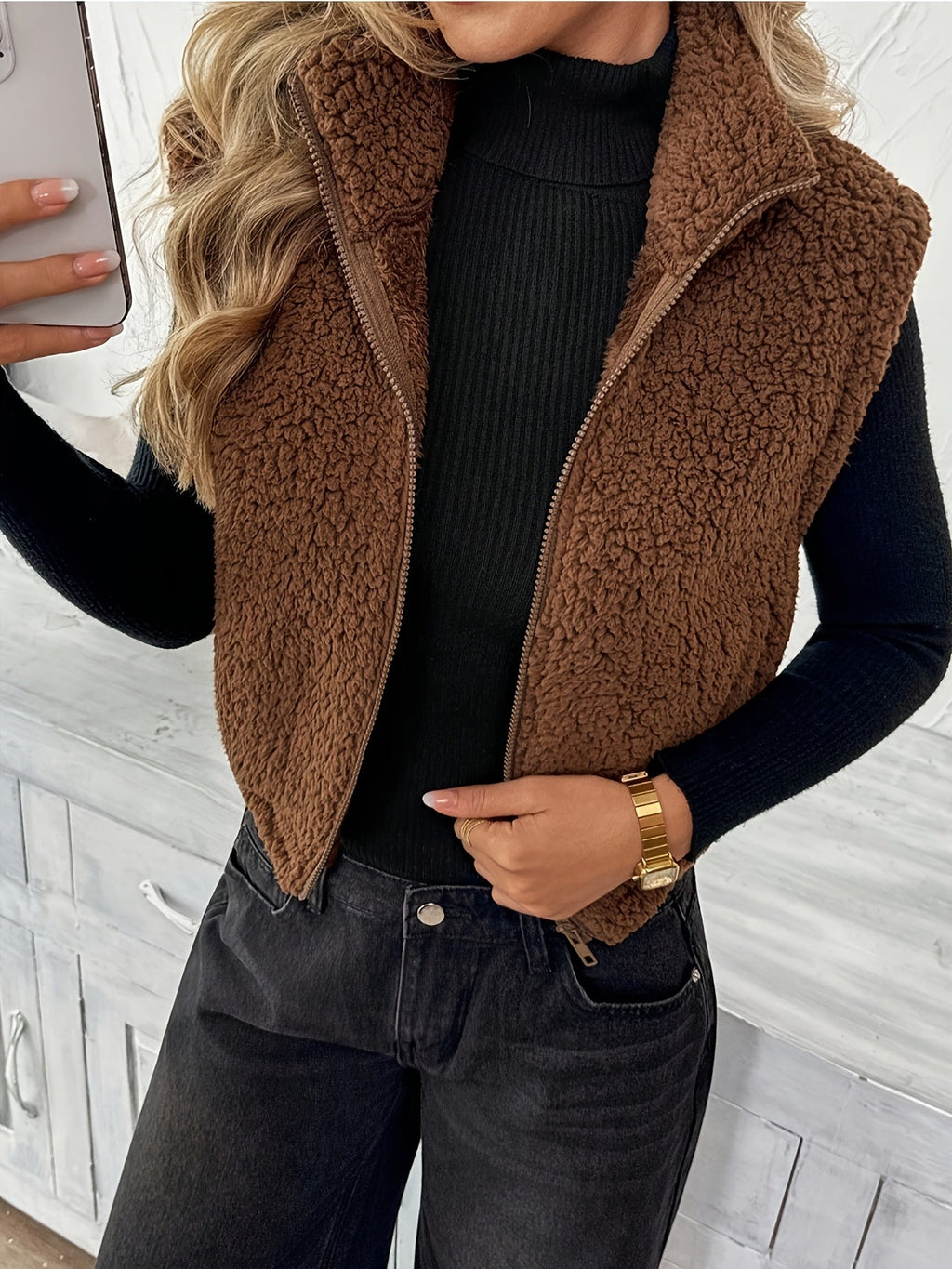 Delia™ | Sleeveless Teddy Fleece Vest