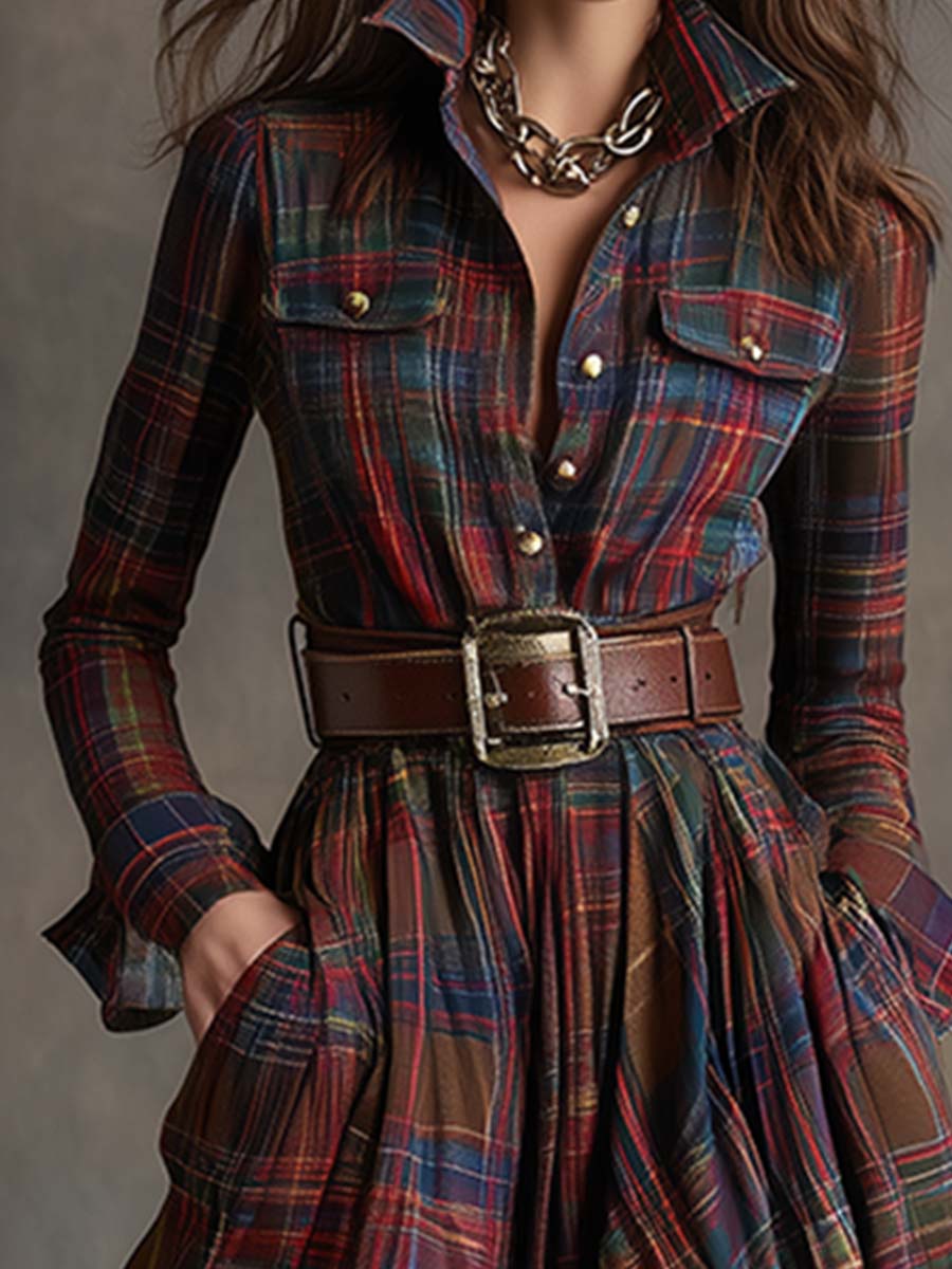 Harper™ | Maxi Checked Shirt Dress