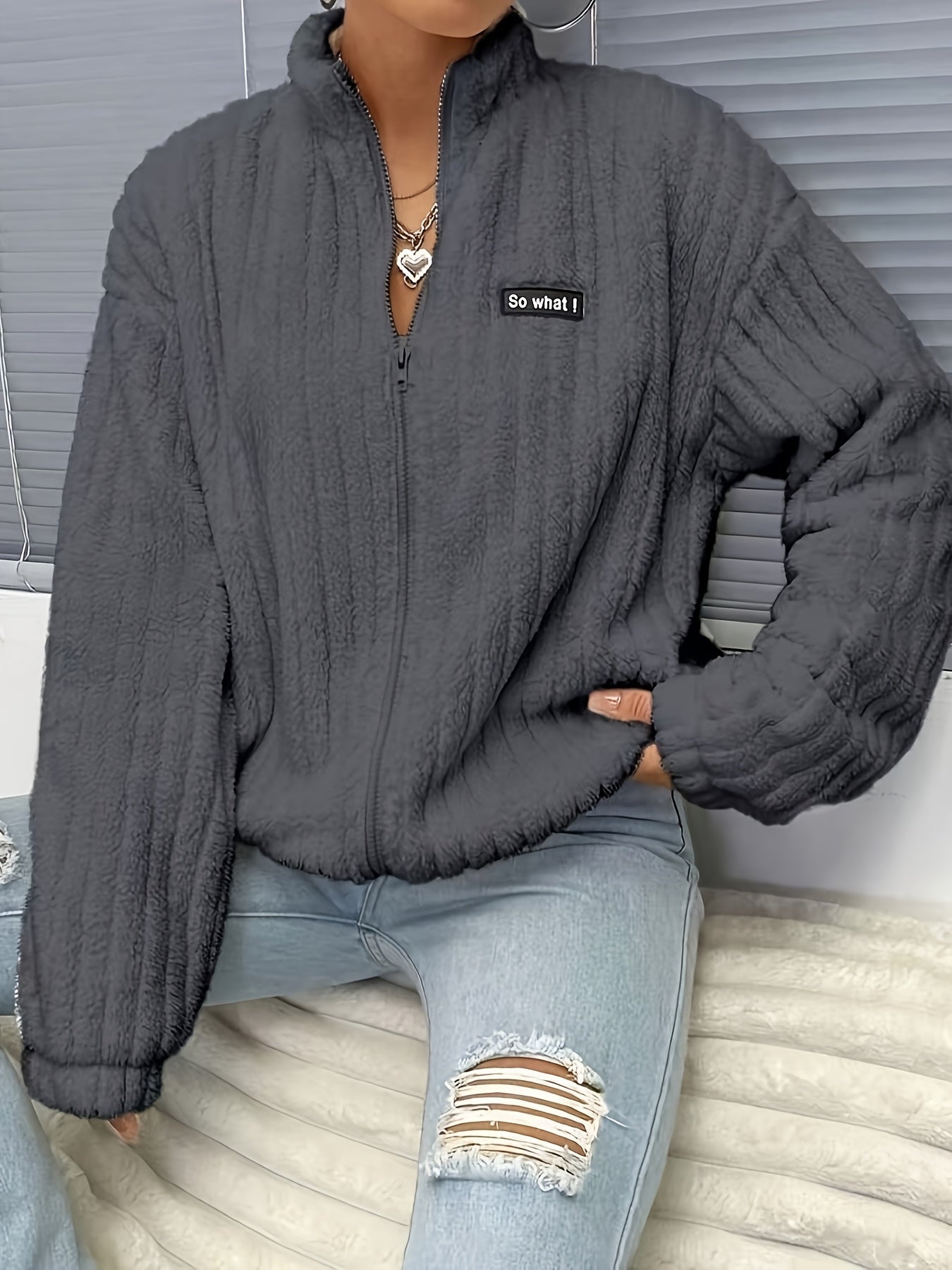 Flirla™ | Letter Patch Teddy Fleece