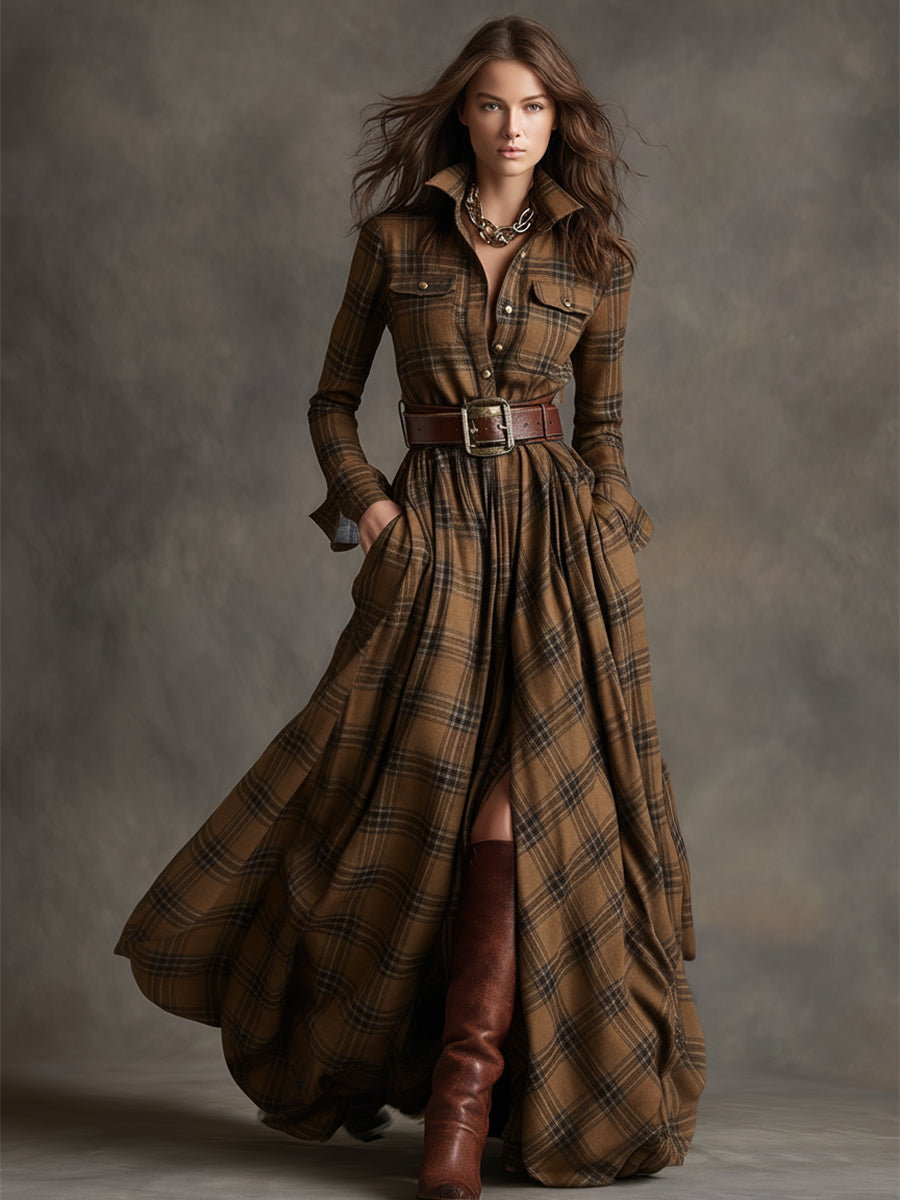 Harper™ | Maxi Checked Shirt Dress