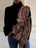 Retro Pattern Knit Turtleneck Sweater