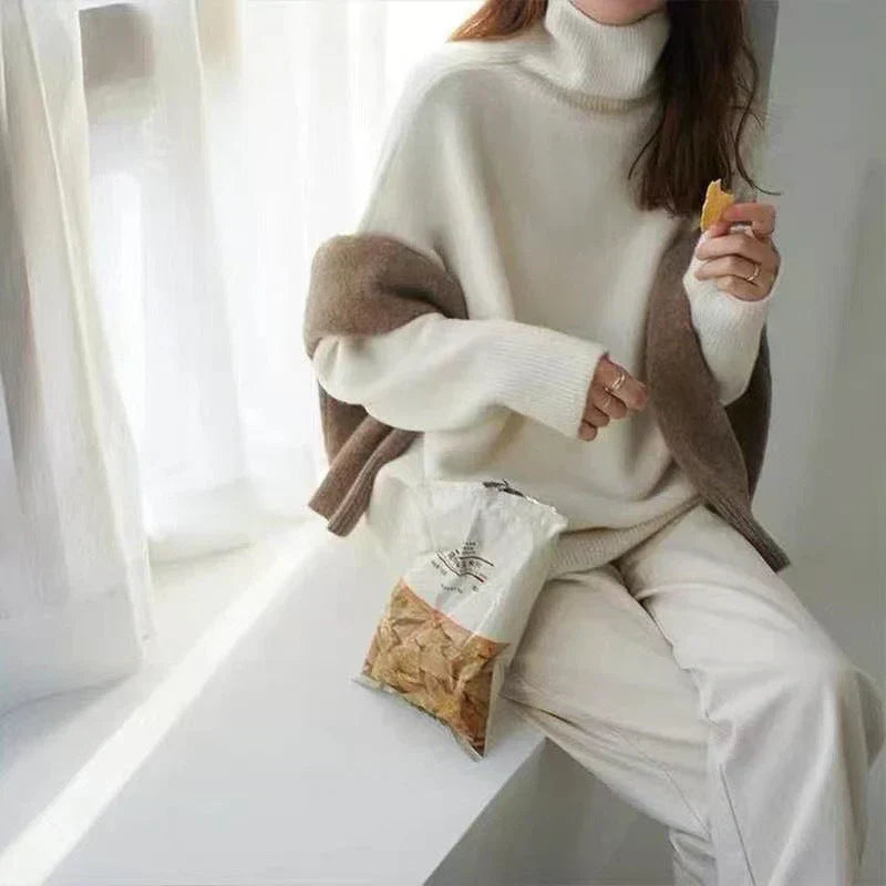Kayla - High Collar Loose Knitted Sweater