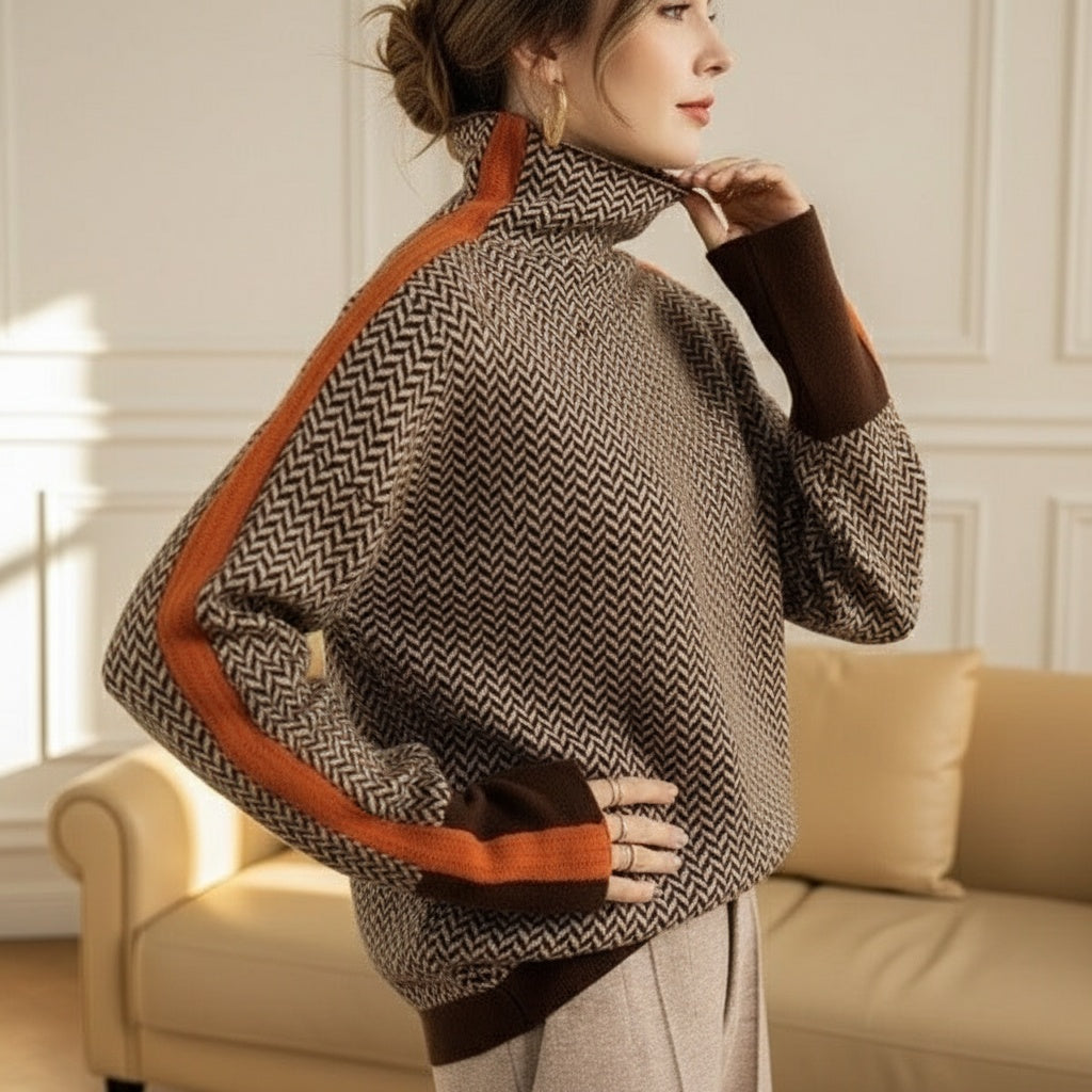 Eleanor | Herringbone Luxe Turtleneck