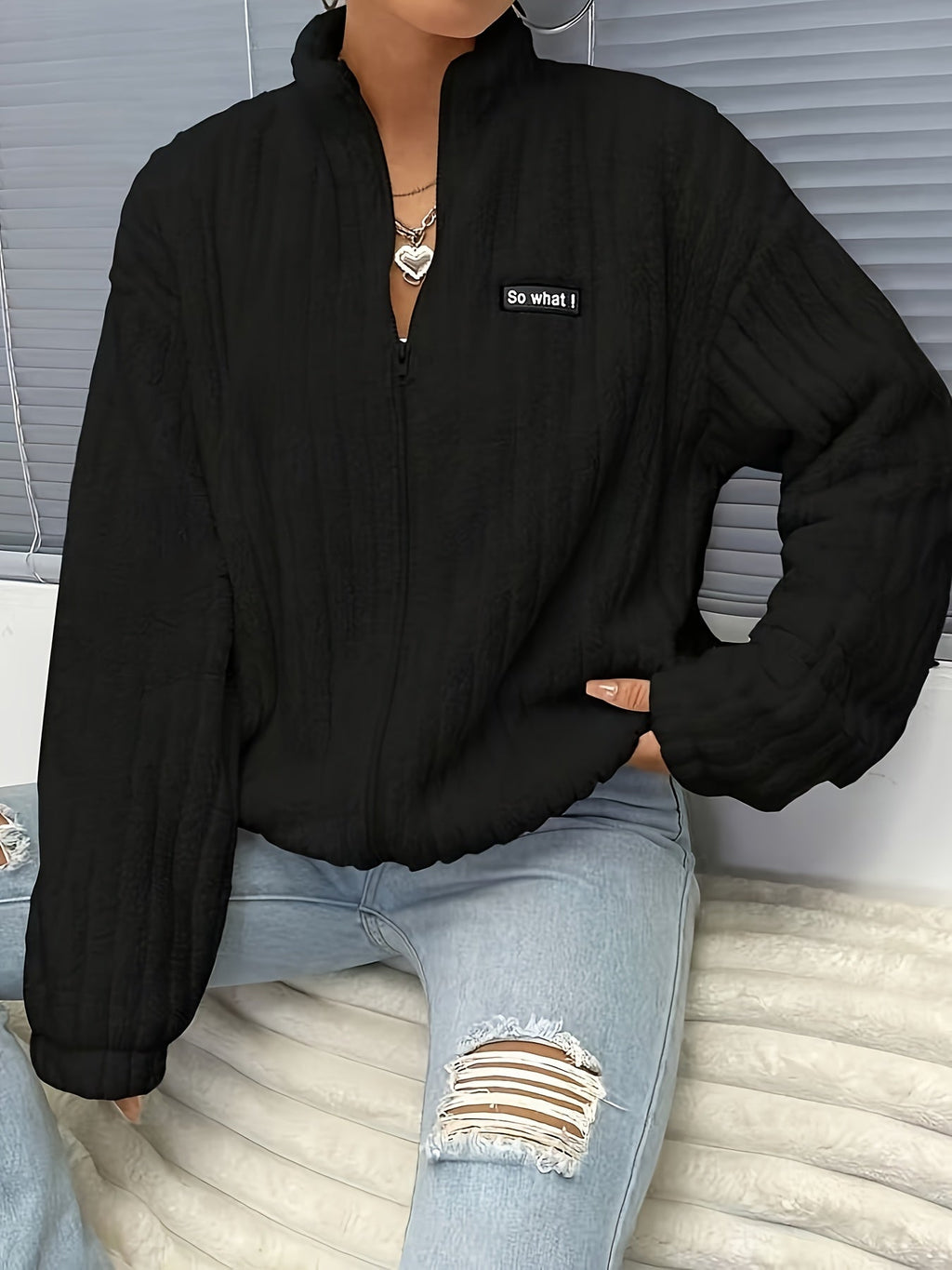 Flirla™ | Letter Patch Teddy Fleece