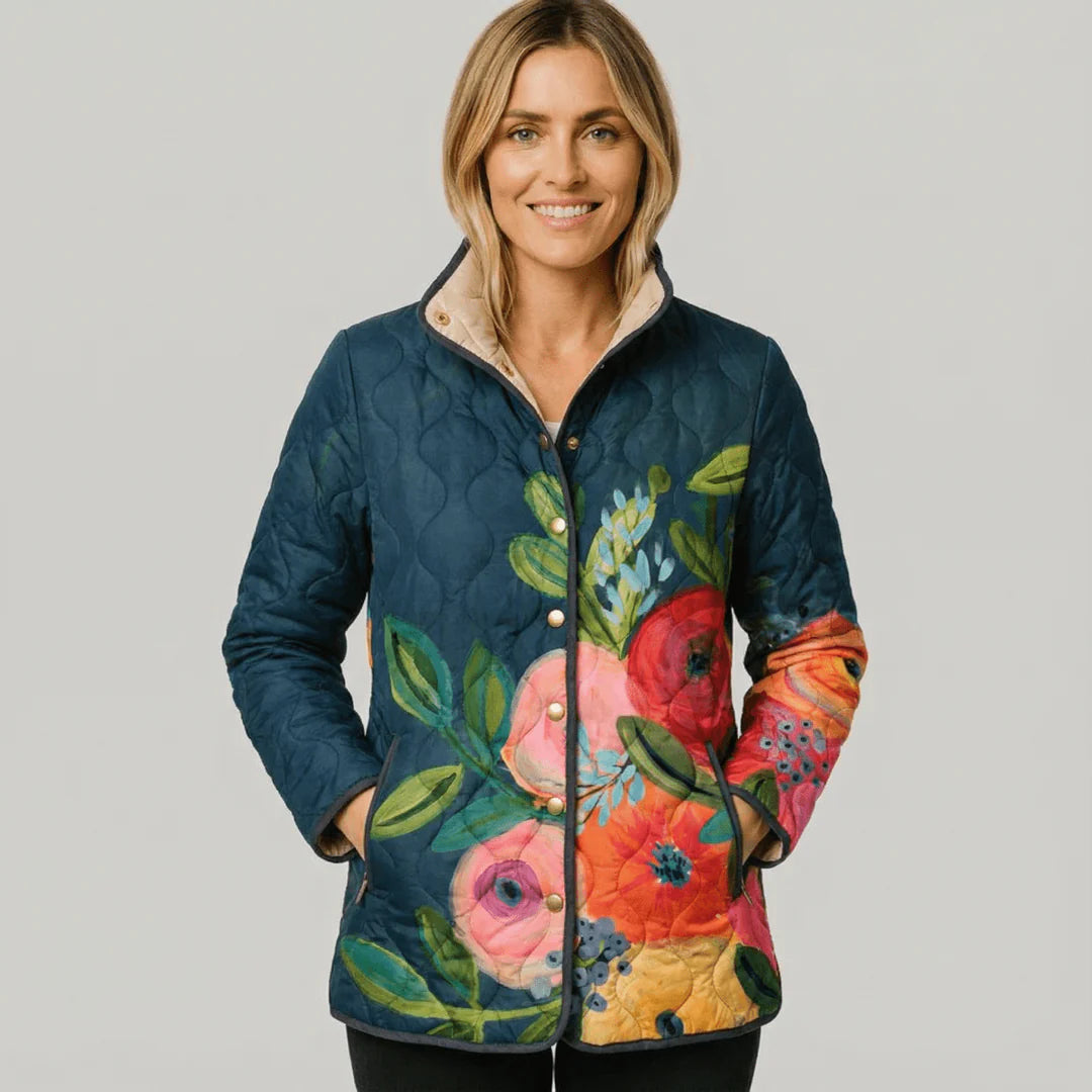 Amaya | Vintage Floral Print Quilted Jacket