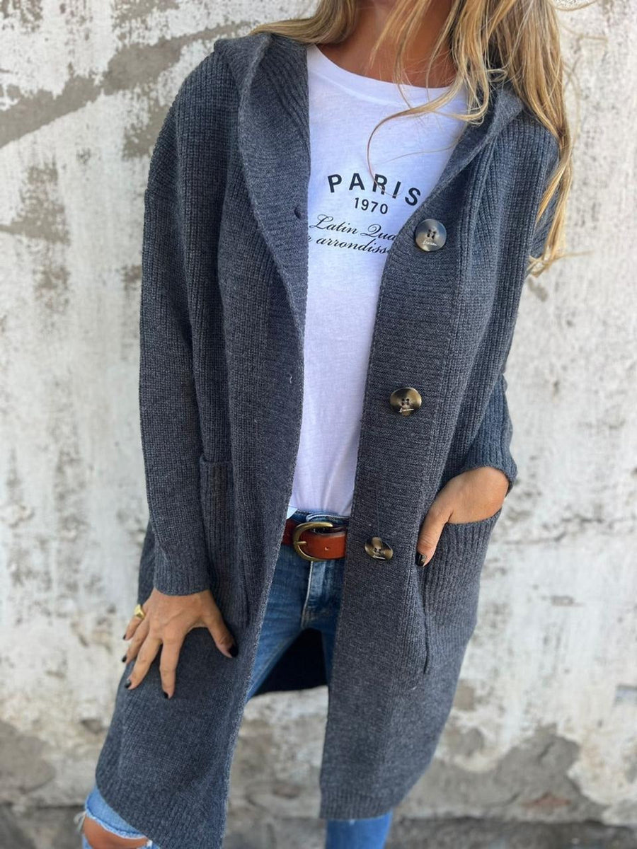 Yasmine – Long Knit Cardigan with Hood