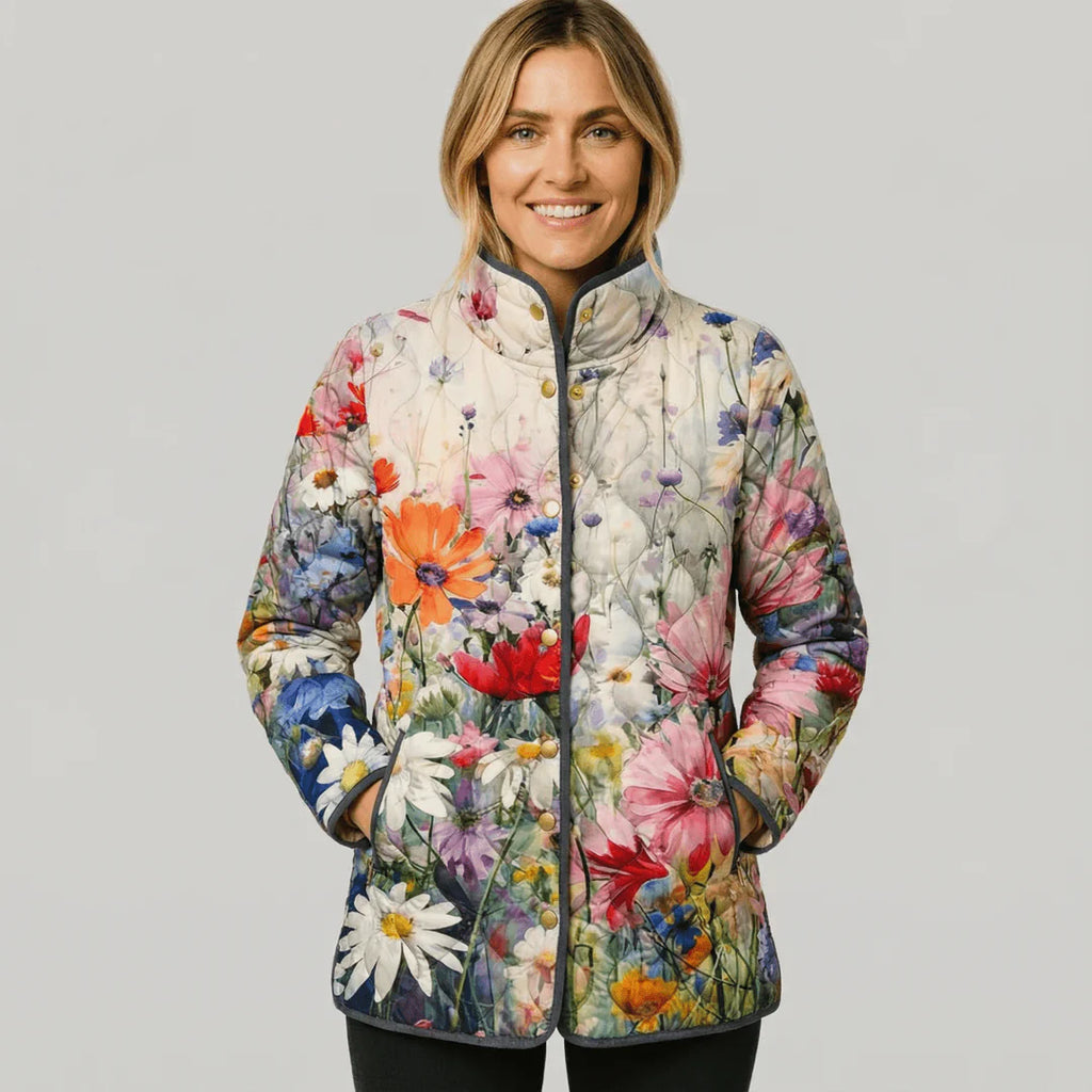 Kaia | Charming Vintage Floral Print Quilted Jacket